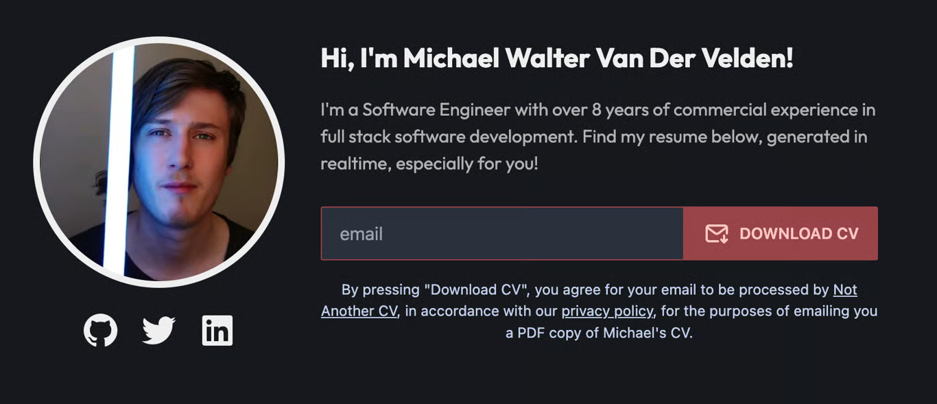 This site using the notanothercv.com downloader