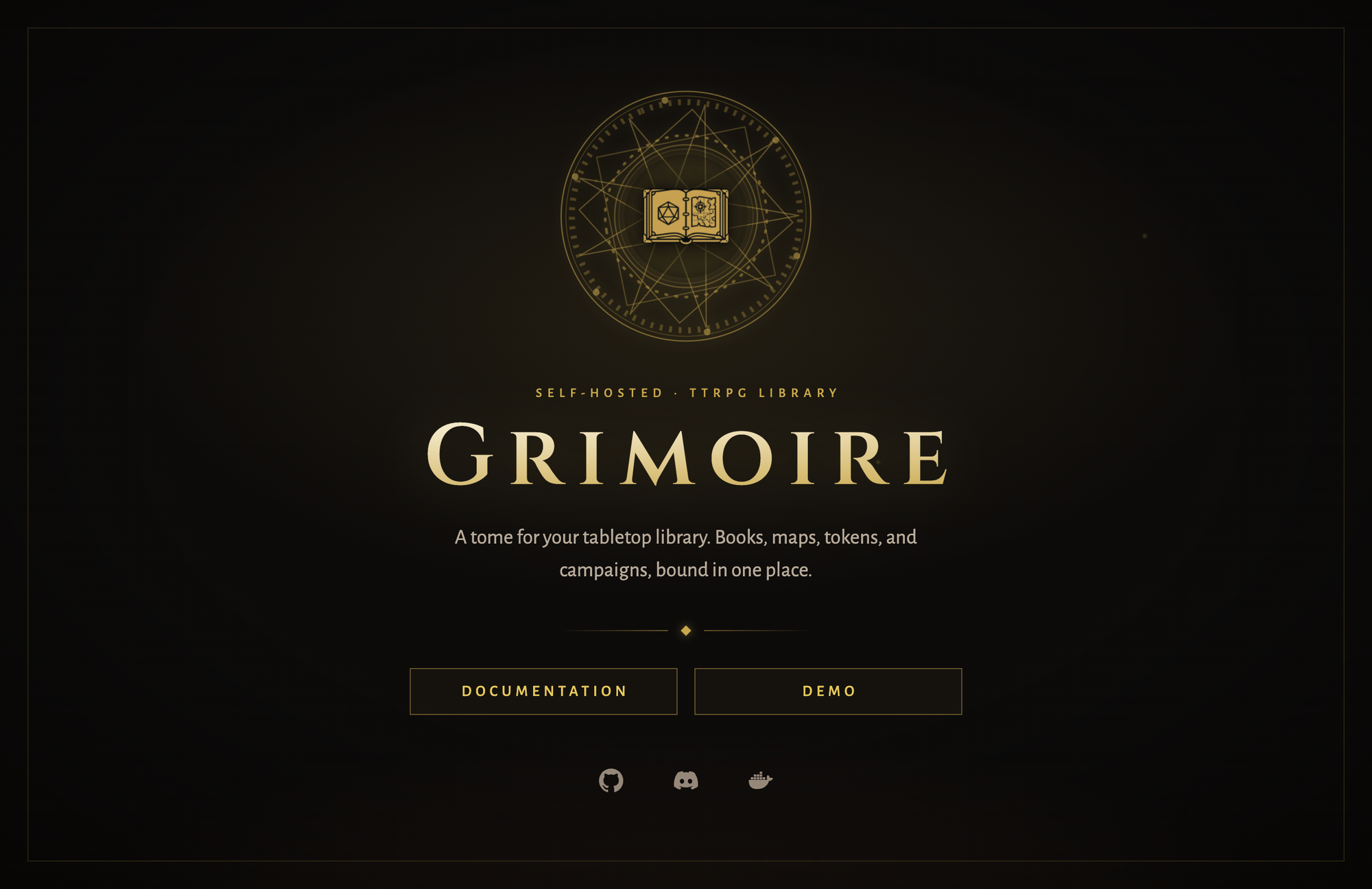The homepage of the Grimoire site